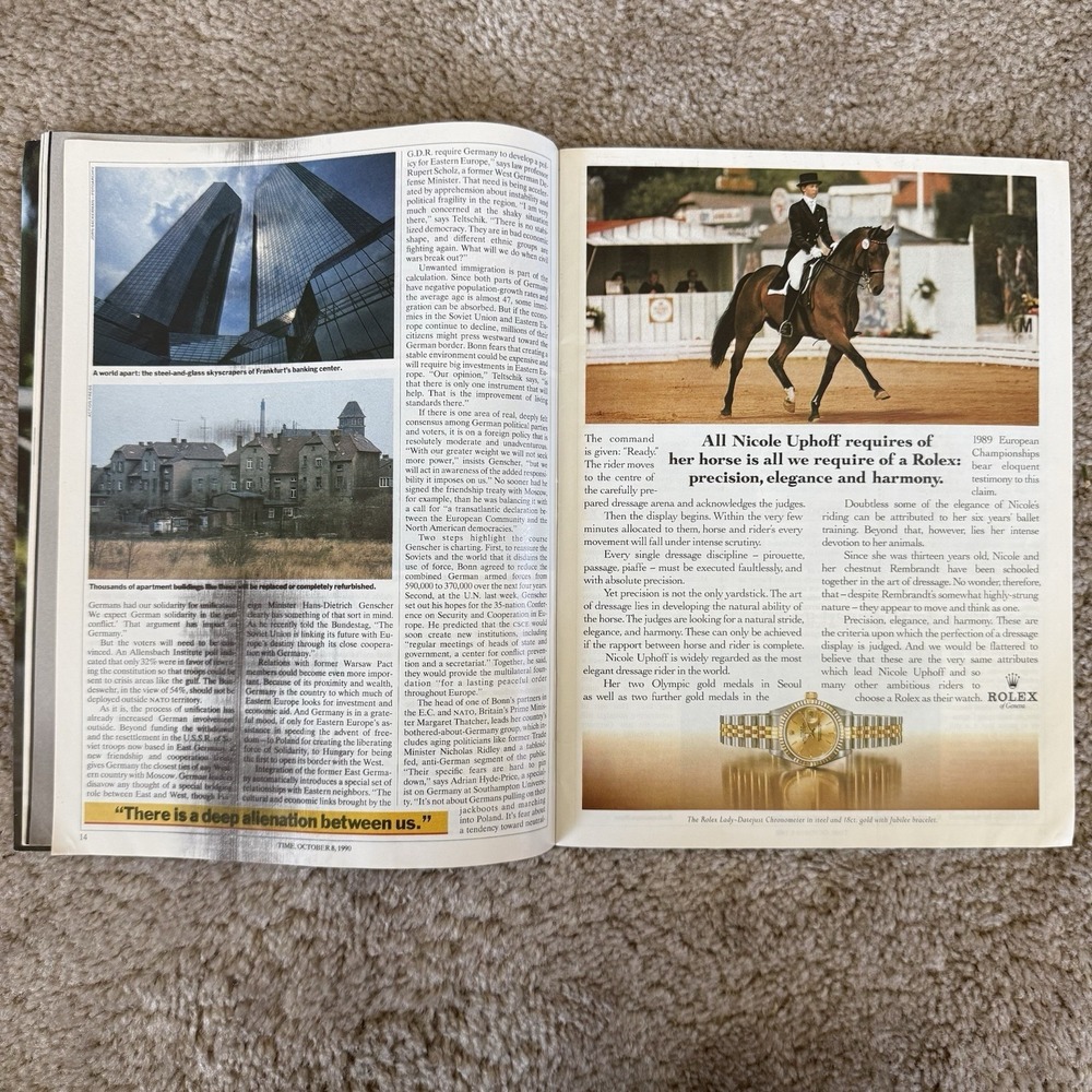 Vintage TIME International Magazine October 8 1990 Germany Is One Rolex Cartier - Picture 10 of 16